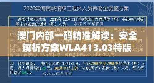 澳门内部一码精准解读:安全解析方案WLA413.03特版
