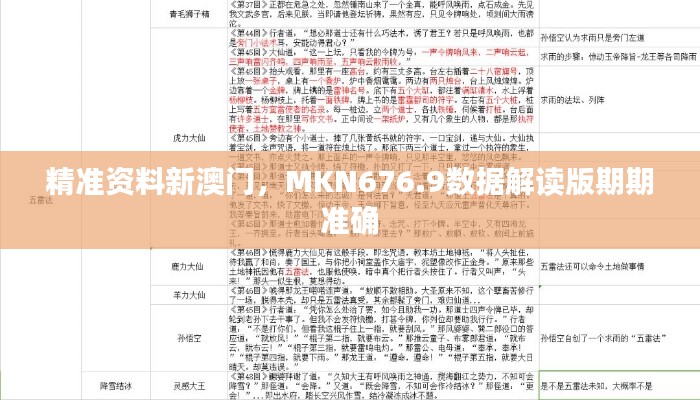 精准资料新澳门,MKN676.9数据解读版期期准确