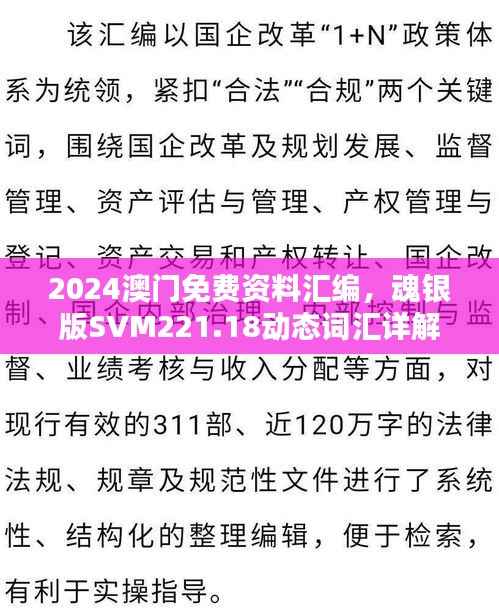 2024澳门免费资料汇编,魂银版SVM221.18动态词汇详解