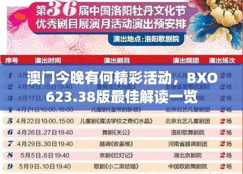 澳门今晚有何精彩活动,BXO623.38版最佳解读一览