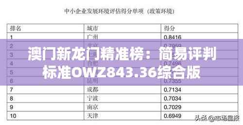 澳门新龙门精准榜:简易评判标准OWZ843.36综合版