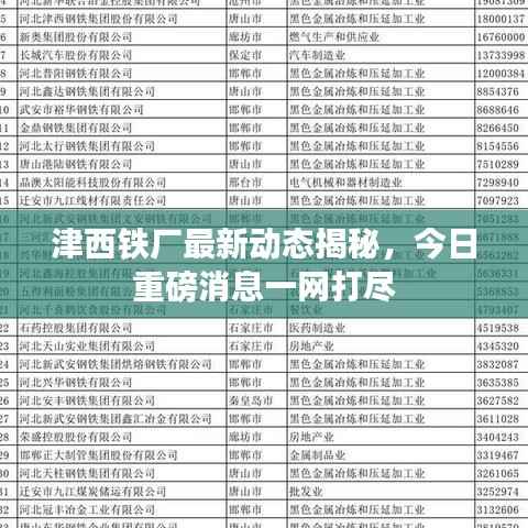 津西铁厂最新动态揭秘,今日重磅消息一网打尽