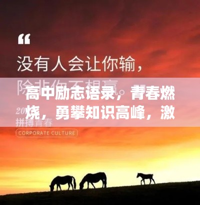高中励志语录,青春燃烧,勇攀知识高峰,激发无限潜能!