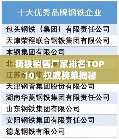 铸铁销售厂家排名TOP10,权威榜单揭秘